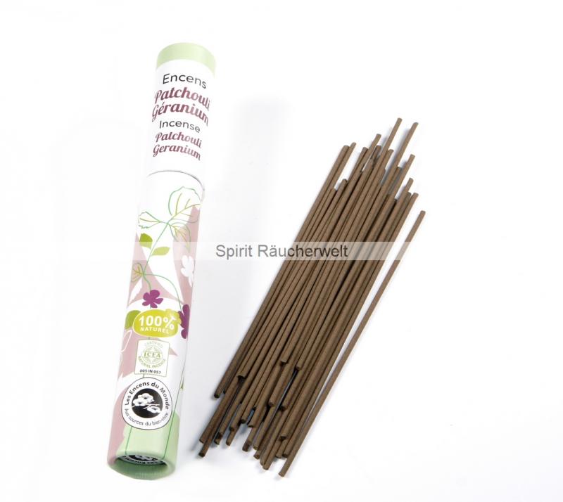 Patchouli - Geranie | pflanzliche 100% naturreine  Aromandise Räucherstäbchen - 30 Sticks